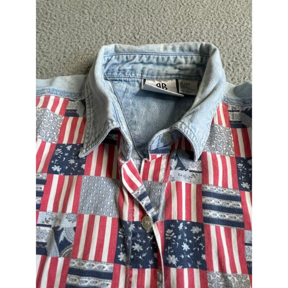 Vintage Bill Blass Button Shirt Large America Long Sleeve Blue Red Western Rodeo - Picture 3 of 16